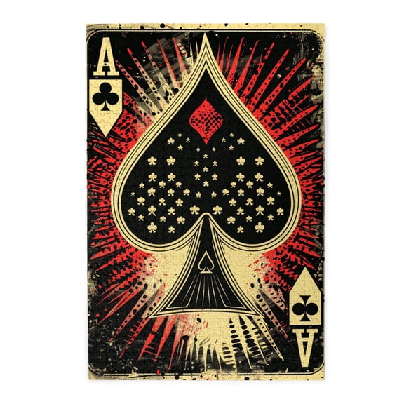 1000 pcs Black Club A Poker Wooden puzzles for adults 1000 pieces,Stress relieving pleasure,Challenging Brain Exercise,1000 Piece Jigsaw Puzzle for Adults Challenging Puzzle Perfect for Game Night