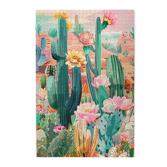1000 pcs Cactus Flower puzzles for adults 1000 pieces,Unique Artwork for Adults,Classic Plant Art Wooden Puzzle 1000 Piece,Funny Cactus Flower Stress relieving puzzle 1000 Piece,Gift for Plant Lovers