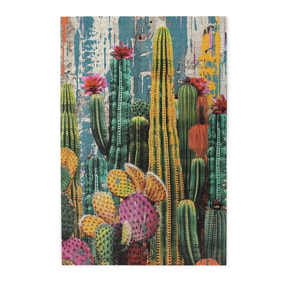 1000 pcs Cactus Garden jigsaw puzzles 1000 pieces,Unique and Beautiful Design,Enchanting Cactus Garden Modern Art Wooden Puzzle 1000 Piece,Impossible Hard Difficult Challenging Puzzles for Adults