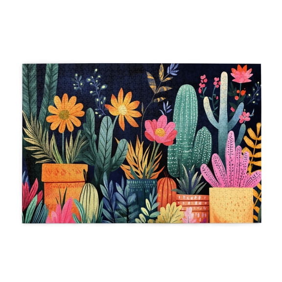 1000 pcs Cactus Potted 1000 piece puzzle for adults,Creative Activity Hobbies for Adults,Vibrant Colors,Funny Cactus Potted Wooden Puzzles 1000 Piece,Gift for Cactus Lovers,Stress relieving pleasure