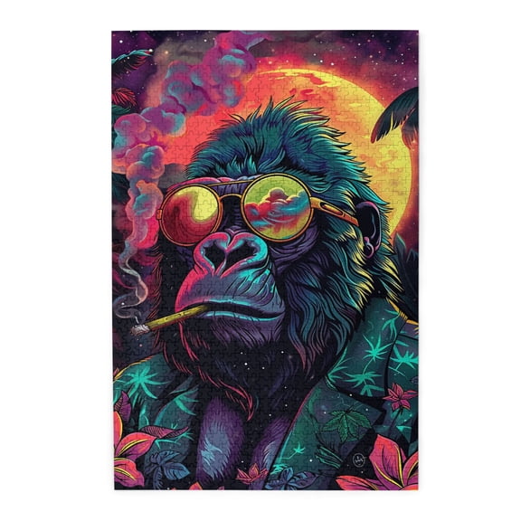 1000 pcs Chimpanzees smoking 1000 piece puzzle for adults,Vibrant Design,Unique animal Art Chimpanzees smoking Wooden Puzzles,for Animal & Puzzle Enthusiast,Stunningly Vibrant Colors,Relax yourself