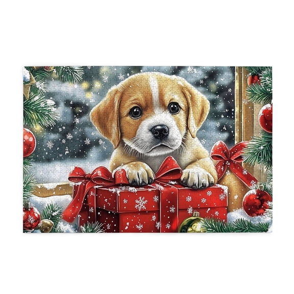 1000 pcs Christmas Gift For A Puppy 1000 Piece Wooden Puzzles,Enchanting Christmas Gift For A Puppy Whimsy Jigsaw Pieces,1000 Piece Jigsaw Puzzle For Adults Challenging Puzzle Perfect For Game Nights