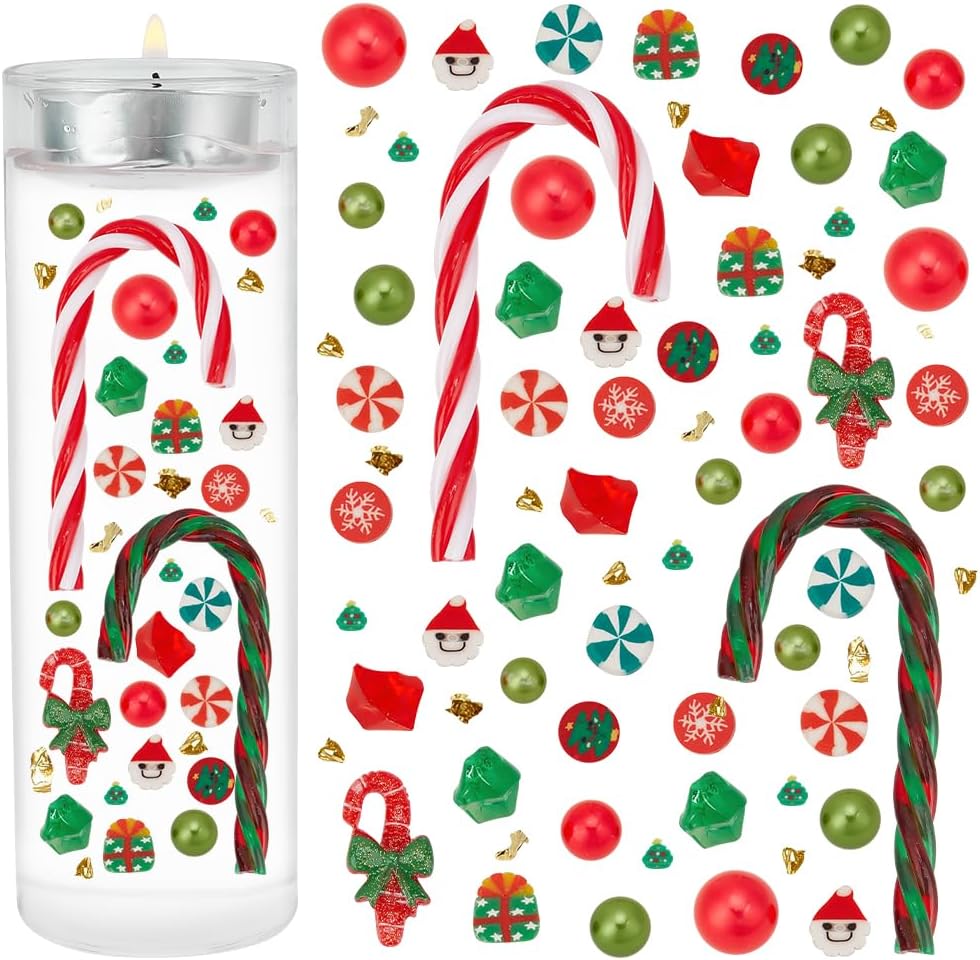 1000+pcs Christmas Resin Fillers Vase Fillers Beads Candy Cane Santa