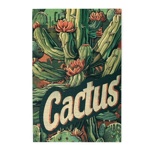 1000 pcs Classic Plant Cactus wooden puzzles for adults 1000 pieces,Challenging Brain Exercise,Modern Art Cactus Funny Puzzle 1000 Piece,Gift for Cactus Lovers,Creative Activity Hobbies for Adults