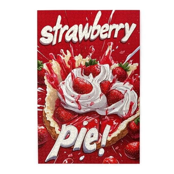 1000 pcs Classic Strawberry Pie puzzles for adults 1000 pieces,Stunningly Vibrant Colors,Classic food Strawberry Pie Wooden Puzzle 1000 Piece,Impossible Hard Difficult Challenging Puzzles for Adults