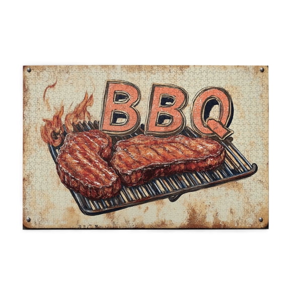 1000 pcs Classic roast beef BBQ jigsaw puzzles 1000 pieces,Challenging Brain Exercise,Unique Artwork for Adults,Vintage Style roast beef Wooden Puzzles 1000 Piece,Creative Activity Hobbies for Adults