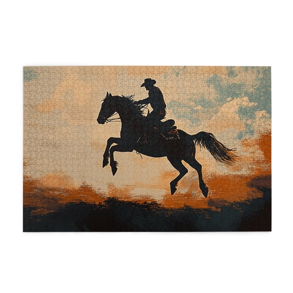 1000 pcs Cowboy on horseback 1000 piece puzzle for adults,Classic Artwork for Adults,Unique and Beautiful Design,Vintage Art Cowboy on horseback Wooden Puzzles 1000 Piece,Stress relieving pleasure