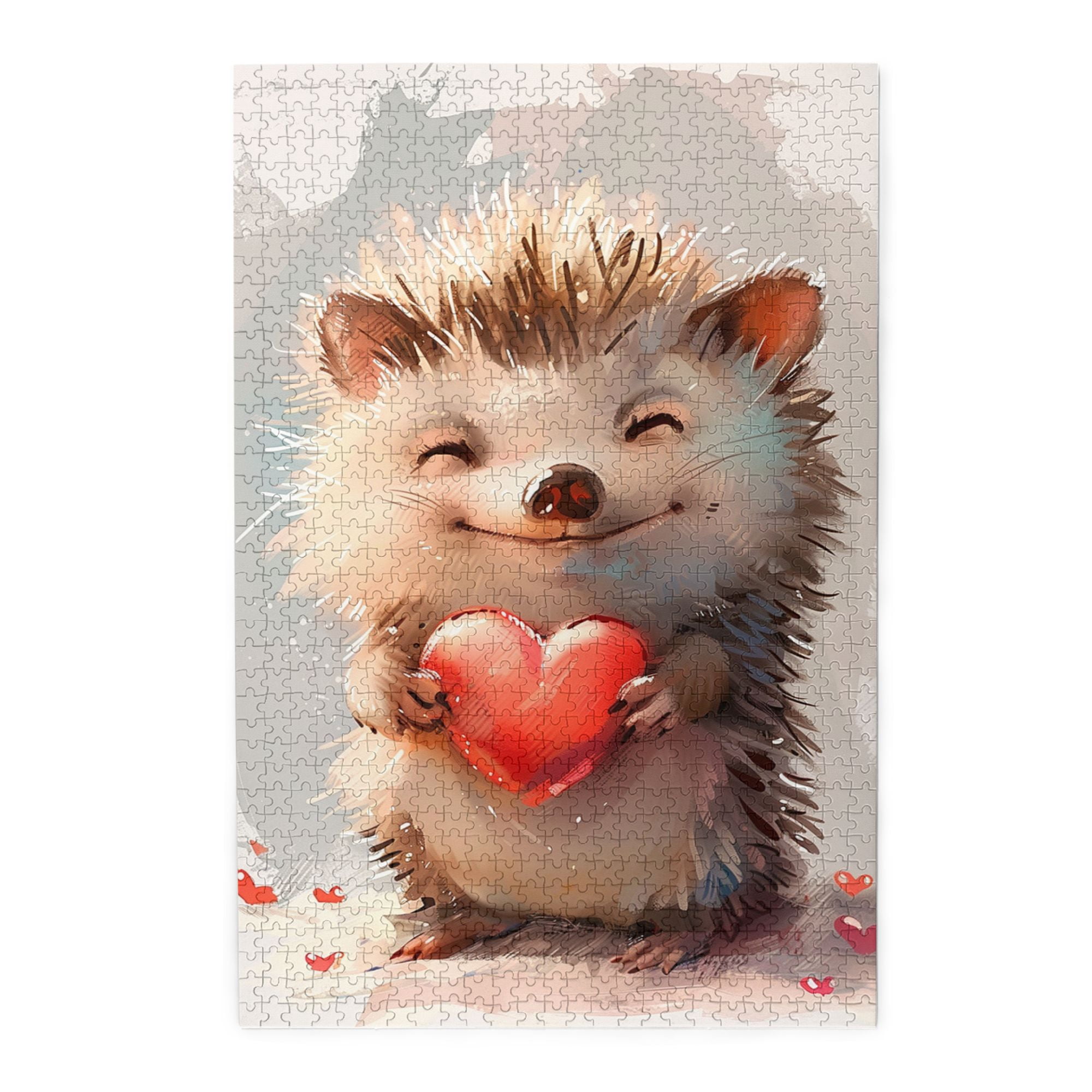 1000 pcs Cute Hedgehog & Red Heart puzzles for adults 1000 pieces,Creative Activity Hobbies for Adults,Enchanting Hedgehog Animal Wooden Puzzle,Great for Relaxation and Display for Puzzle Enthusiast
