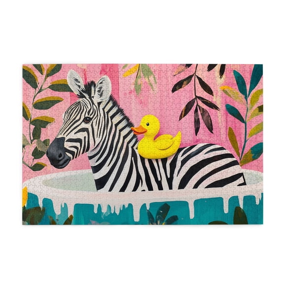 1000 pcs Cute Zebra's bathing time 1000 Piece Vibrant Jigsaw Puzzle,Challenging Brain Exercise,Unique and Beautiful Design,Funny Zebra's bathing time Wooden Puzzles 1000 Piece,Stress relieving puzzle
