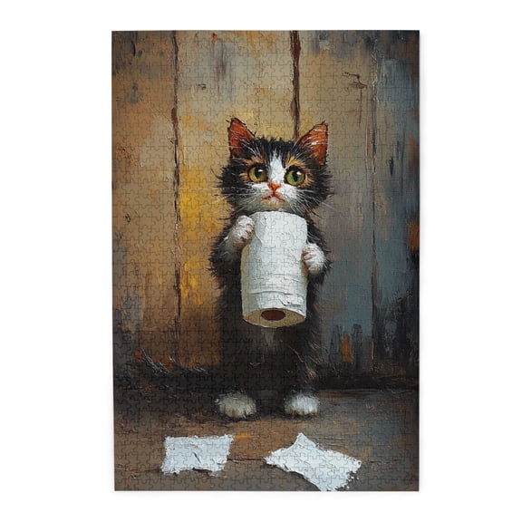 1000 pcs Cute kitten & tissue paper Wooden puzzles for adults 1000 pieces,Stress relieving pleasure,Oil Painting Style Cute kitten & tissue paper Puzzle 1000 Piece,Gift for Cat Lovers,Relax yourself