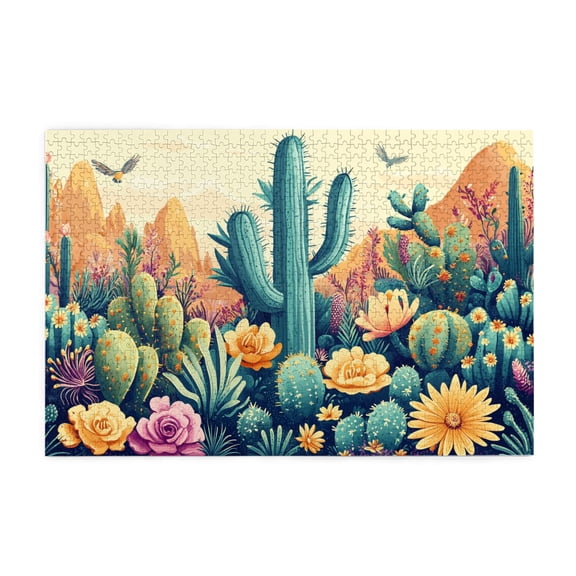 1000 pcs Desert Cactus Garden 1000 piece puzzle for adults,Funny Artwork for Adults,Stunningly Vibrant Colors,Classic Plant Art Desert Cactus Garden Wooden Puzzles 1000 Piece,Gift for Cactus Lovers
