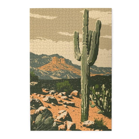 1000 pcs Desert Cactus 1000 Piece Wooden Puzzles,Unique Artwork for Adults,Funny Plant Wood Puzzle,Exquisite Desert Cactus Stress relieving puzzle 1000 Piece,Gift for Cactus Lovers,Stunning Artwork