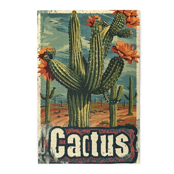 1000 pcs Desert Cactus Wooden puzzles for adults 1000 pieces,Challenging Brain Exercise,Classic Desert Cactus Fun Puzzle,1000 Piece Jigsaw Puzzle for Adults Challenging Puzzle Perfect for Game Nights