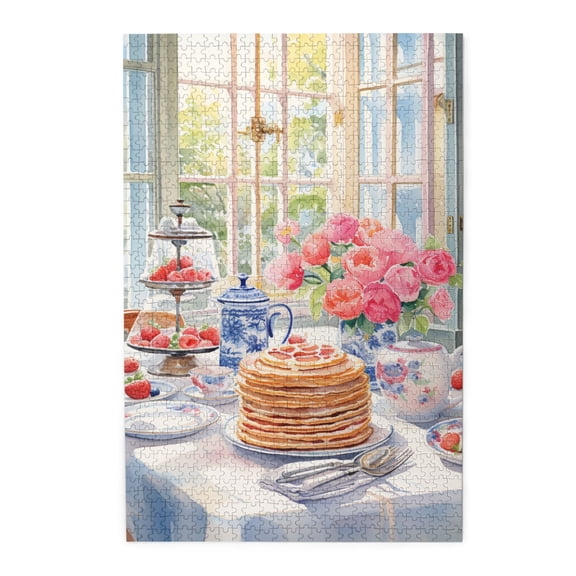 1000 pcs Exquisite afternoon tea 1000 piece puzzle for adults,Unique and Beautiful Design,Stunningly Vibrant Colors,Oil Painting Style afternoon tea Wooden Puzzle,Creative Activity Hobbies for Adults