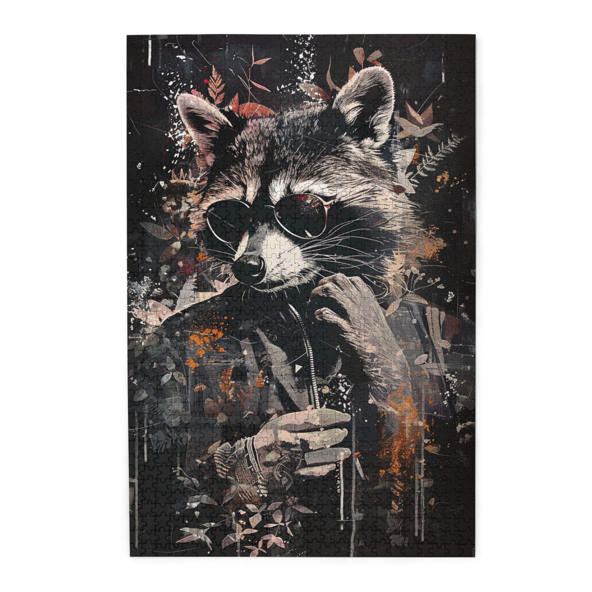 1000 pcs Fashion Raccoon 1000 piece puzzle for adults,Challenging Brain Exercise,Vintage Style animal Wooden Puzzles 1000 Piece,Stunning Artwork of Fashion Raccoon,Creative Activity Hobbies for Adult