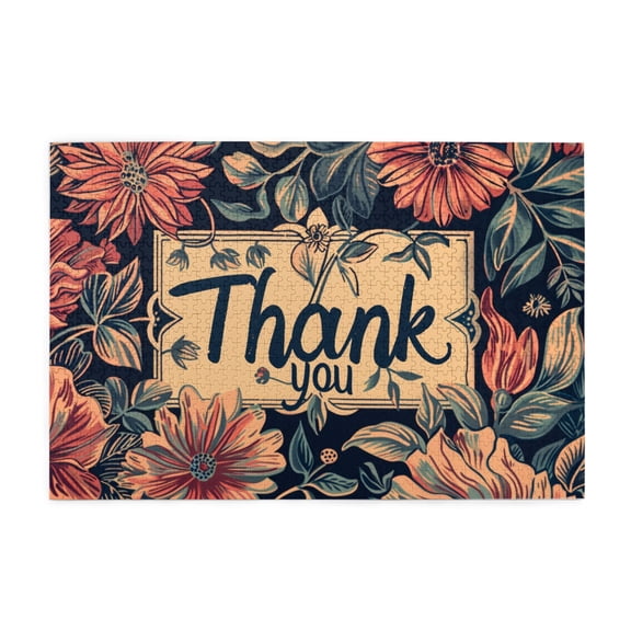 1000 pcs Flower Thank You Card Wooden Puzzles 1000 Piece,Gift For Flower Lovers,Retro Art Flower Thank You Card Stress Relieving Puzzle 1000 Piece,Unique And Beautiful Design,Stress Relieving Puzzle