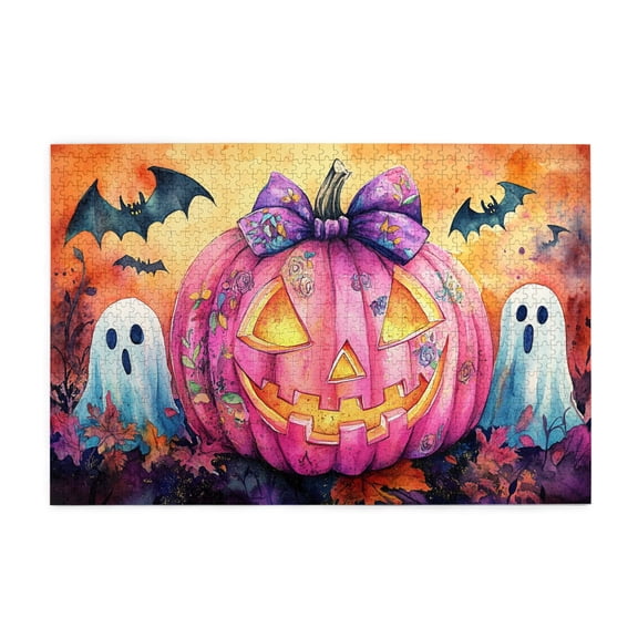 1000 pcs Funny pumpkin lantern 1000 piece puzzle for adults,High difficulty puzzle,Modern Art pumpkin lantern Wooden Puzzles,Vibrant Colors,Impossible Hard Difficult Challenging Puzzles for Adults