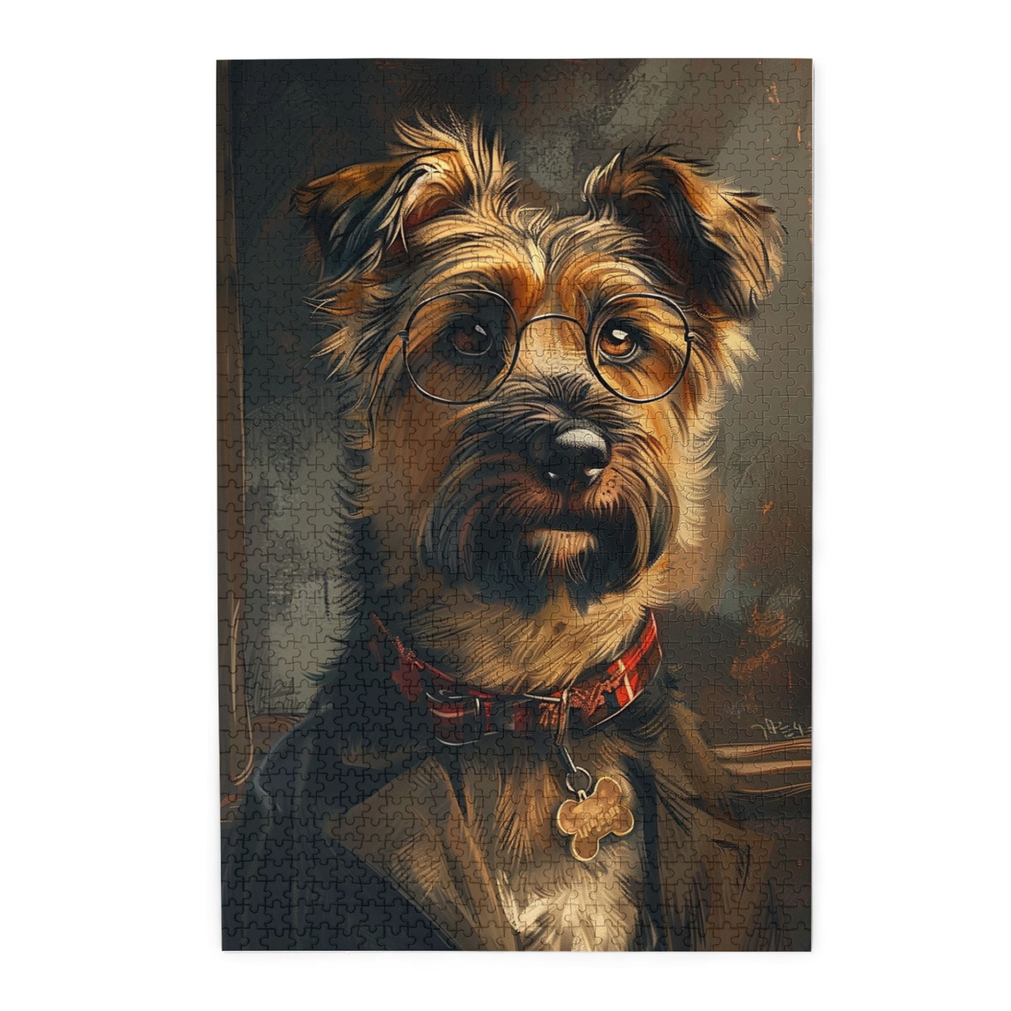 1000 pcs Glasses puppy 1000 Piece Wooden Puzzles,Unique and Beautiful Design,Funny Animal Art Stress relieving puzzle 1000 Piece,Exquisite Glasses puppy High difficulty puzzle,for Puppy Lovers Gift