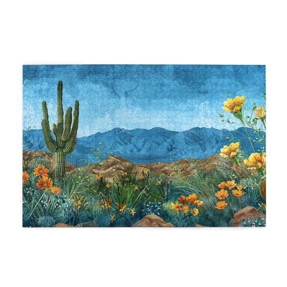 1000 pcs Greenery Cactus 1000 Piece Puzzle For Adults,Challenging Brain Exercise,Vintage Style Greenery Cactus Wooden Puzzles,Impossible Hard Difficult Challenging Puzzles For Adults,Fun Wood Puzzle