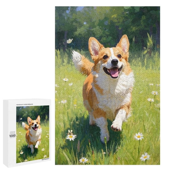 1000 pcs Jigsaw Puzzle - Corgi Wooden Puzzle for Adults, Dog Lovers Gift Pet Owners Gift, 30" x 20"