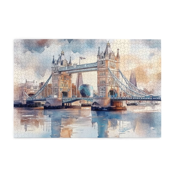 1000 pcs Jigsaw Puzzles 1000 Pieces London Bridge,Challenging Brain Exercise,Unique And Beautiful Design,Classic London Bridge Wooden Puzzle 1000 Piece,Gift Suitable Family Friends,Stunning Artwork