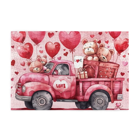 1000 pcs Love Truck & Muppet Bear 1000 Piece Puzzle For Adults,Stunningly Vibrant Colors,Charm Love Truck & Muppet Bear Wooden Puzzles,Creative Activity Hobbies For Adults,Gift For Friends And Family