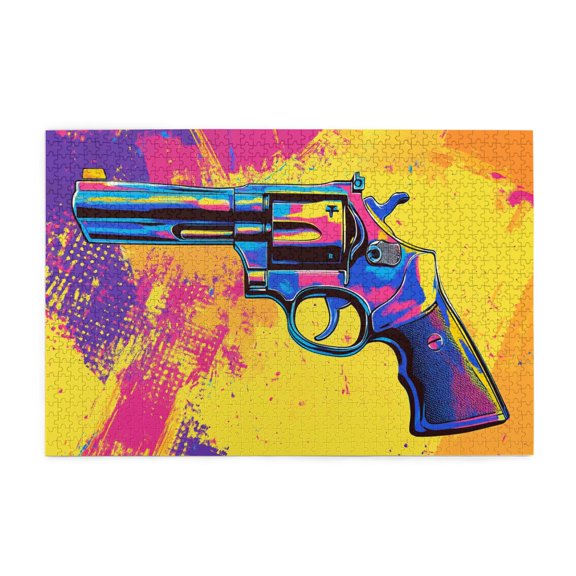 1000 pcs Modern Art revolver Wooden puzzles for adults 1000 pieces,Challenging Brain Exercise,Funny revolver Vintage Puzzle,for Puzzle Lovers,Impossible Hard Difficult Challenging Puzzles for Adults