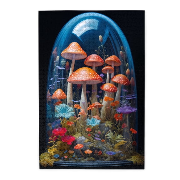 1000 pcs Mushroom jar jigsaw puzzles 1000 pieces,whimsical Jigsaw Pieces,Stress relieving pleasure,Modern Art Mushroom jar Wooden Puzzles,Unique and Beautiful Design,for Puzzle Lovers,Relax yourself