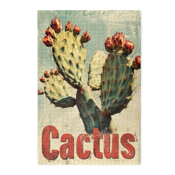 1000 pcs 1000 Piece Vibrant Jigsaw Puzzle Retro Cactus,Stress relieving pleasure,Funny Cactus Vintage Art Wooden Puzzles,1000 Piece Jigsaw Puzzle for Adults Challenging Puzzle Perfect for Game Nights
