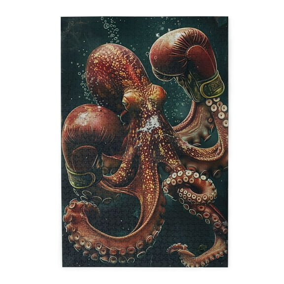 1000 pcs 1000 Piece Vibrant Wooden Jigsaw Puzzle Squid boxer,Creative Activity Hobbies for Adults,Modern Art Squid boxer Fun Puzzles,Stress relieving pleasure,for Puzzle & Boxer Enthusiast Charm Gift