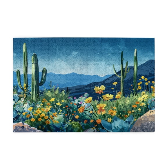 1000 pcs 1000 Piece Wooden Puzzles Green Cactus,Creative Activity Hobbies For Adults,Modern Art Green Cactus Fun Puzzle,1000 Piece Jigsaw Puzzle For Adults Challenging Puzzle Perfect For Game Nights