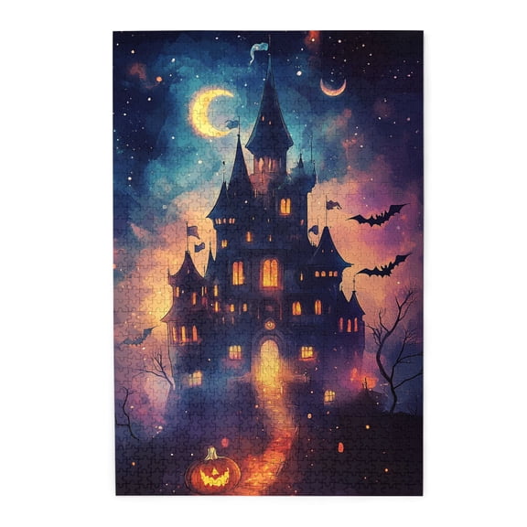 1000 pcs 1000 Piece Wooden Puzzles Moonlight Castle,Stress relieving pleasure,Charm Moonlight Castle Funny Puzzle 1000 Piece,Holiday Gifts,Impossible Hard Difficult Challenging Puzzles for Adults