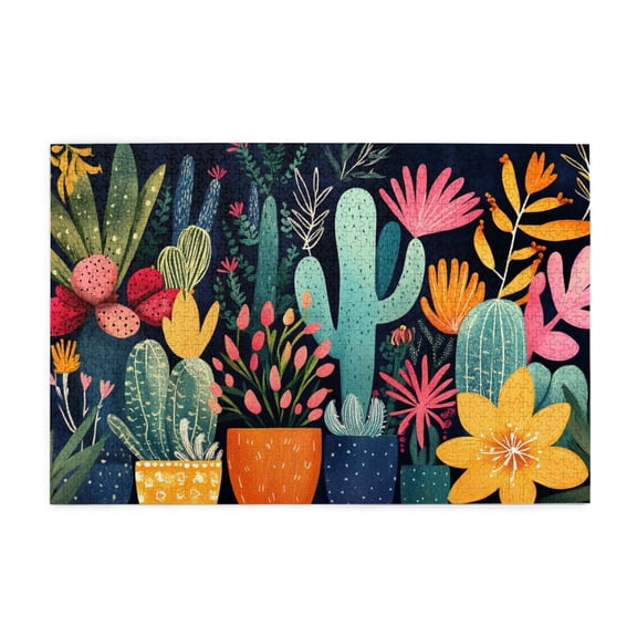 1000 pcs 1000 Piece Wooden Puzzles Potted Plant Cactus,High Difficulty Puzzle,Vibrant Colors,Exquisite Potted Plant Cactus Fun Puzzle,Gifts For Friends And Family,Creative Activity Hobbies For Adults