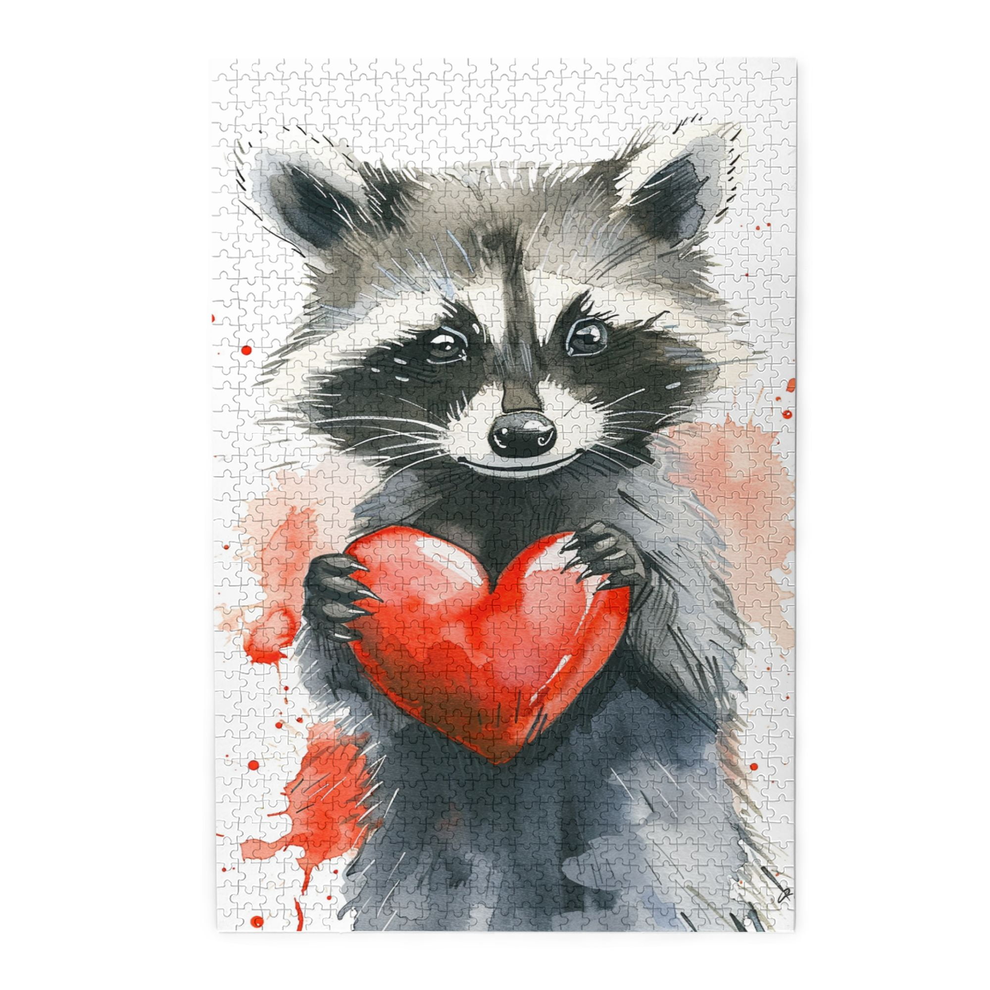 1000 pcs Raccoon's Love Wooden Puzzle 1000 Piece,Stress relieving pleasure,Unique Artwork for Animal,Creative Activity Hobbies for Adults,Impossible Hard Difficult Challenging Puzzles for Adults