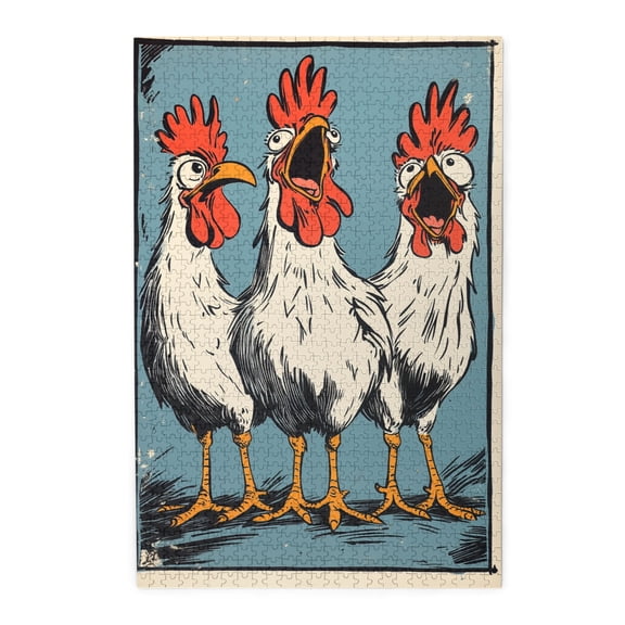 1000 pcs Screaming Chicken 1000 piece puzzle for adults,Challenging Brain Exercise,Fun Artwork for Animal,Vibrant Design,Exquisite Screaming Chicken Wooden Puzzle,Creative Activity Hobbies for Adults