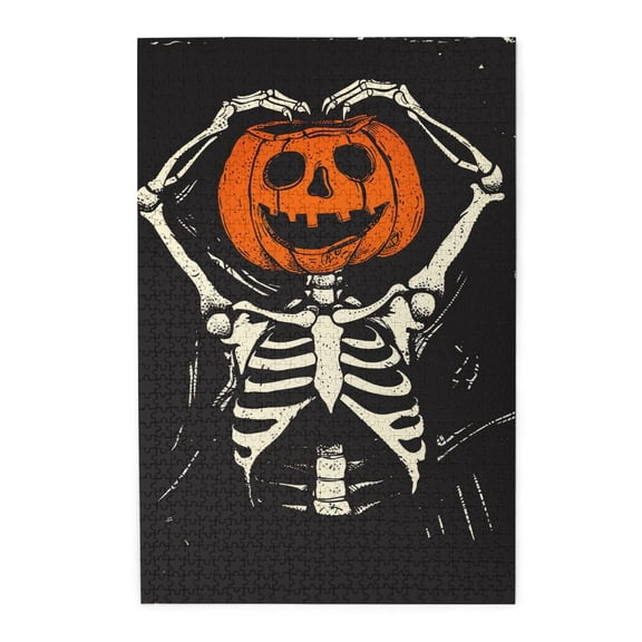 1000 pcs Skull Pumpkin Head jigsaw puzzles 1000 pieces,Challenging Brain Exercise,Exquisite Holiday Gifts,Charm Skull Pumpkin Head Modern Art Wooden Puzzle,for Puzzle Lovers,Stress relieving pleasure