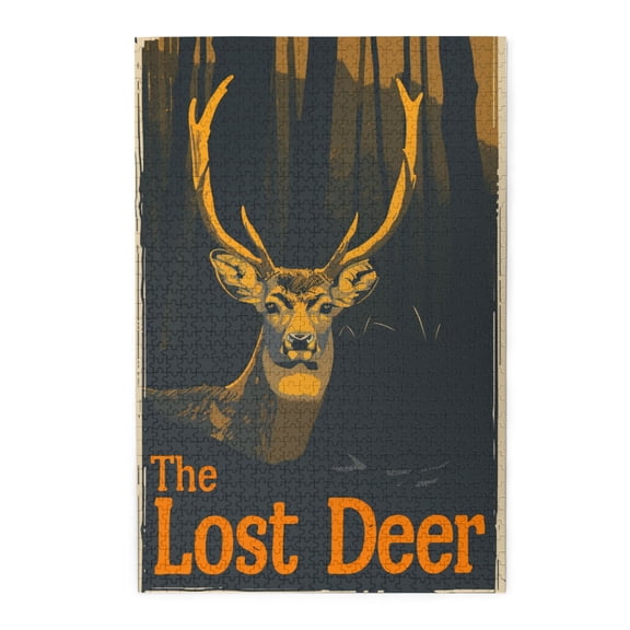 1000 pcs The Lost Deer Slogan Deer Wooden Puzzles 1000 Piece,Challenging Brain Exercise,Stress relieving pleasure,Classic Animal Art Deer Funny Puzzle,Gifts for Deer Lovers,Stress relieving puzzle