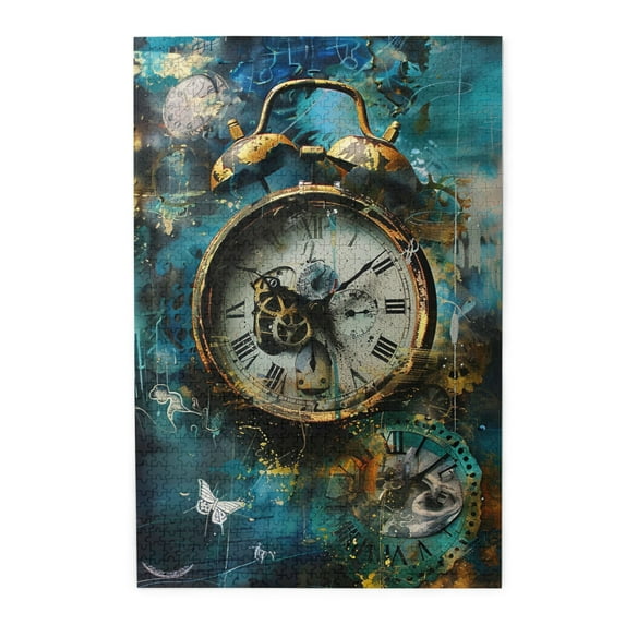 1000 pcs Vintage alarm clock 1000 piece puzzle for adults,Challenging Brain Exercise,Classic Retro alarm clock Wooden Puzzle 1000 Piece,Unique and Beautiful Design,Gifts for Friends and Family