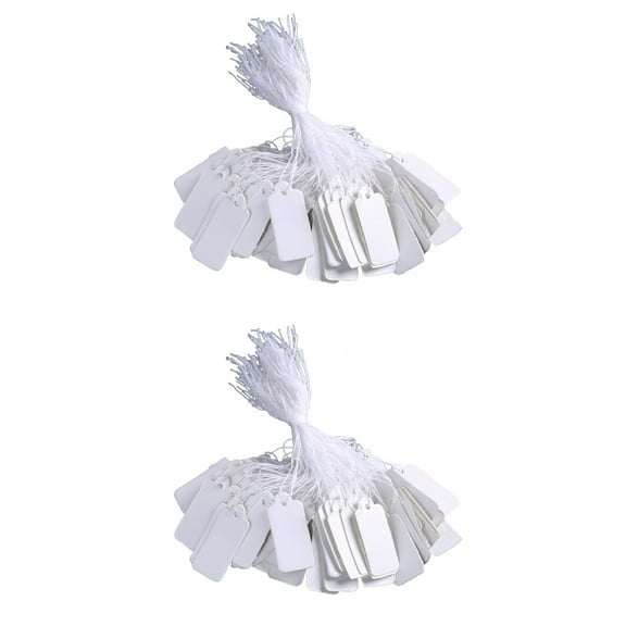 1000 pcs  White Marking Tags Price Tags Price Labels Display Tags with Hanging String for Product Jewelry Clothing