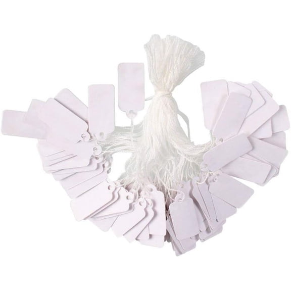 1000 pcs White String Jewelry Price Tags Clothing Display Tag Rectangle Price Label Design Blank White 23x13mm
