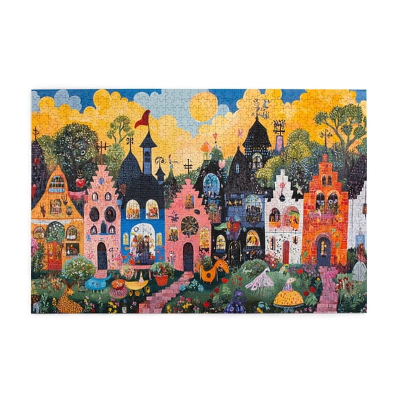 1000 pcs Wonderful Fantasy Homeland Castle puzzles for adults 1000 pieces,Unique Artwork for Adults,Vintage Art Homeland Castle Wooden Puzzle,Impossible Hard Difficult Challenging Puzzles for Adults