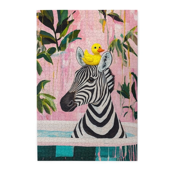 1000 pcs Zebra's Bathtub Time whimsical Jigsaw Puzzles 1000 Piece,Unique and Beautiful Design,Funny Animal Wooden Puzzle,1000 Piece Jigsaw Puzzle for Adults Challenging Puzzle Perfect for Game Nights