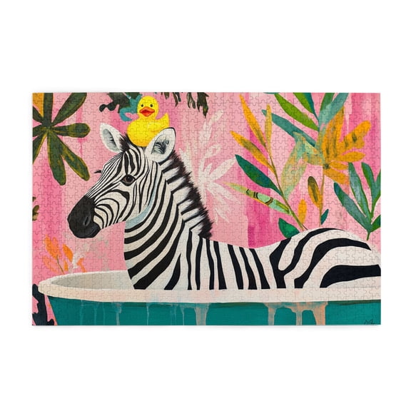 1000 pcs Zebra's bathing time 1000 Piece Vibrant Jigsaw Puzzle,Unique and Beautiful Design,Funny Zebra's bathing time Modern Style Puzzles 1000 Piece,Gift for Zebra Lovers,Stress relieving pleasure