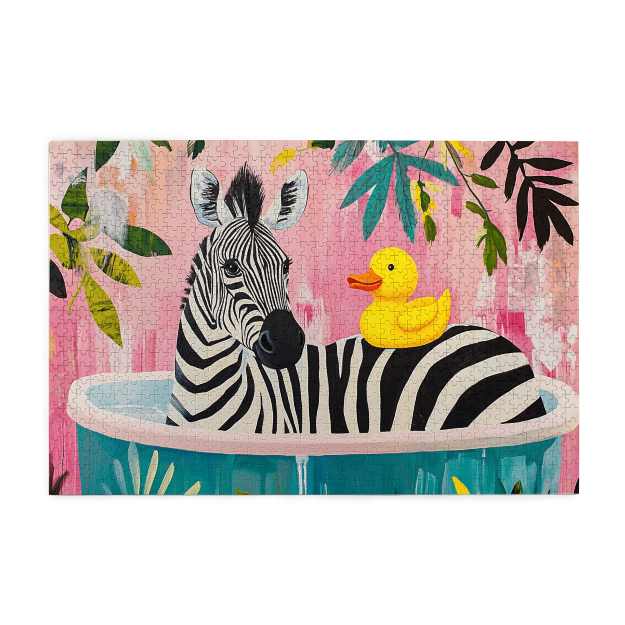 1000 pcs Zebra's bathing time 1000 Piece Wooden Puzzles,Unique Animal Art High difficulty puzzle 1000 Piece,Stunningly Vibrant Colors,for Animal & Puzzle Lovers,Creative Activity Hobbies for Adults