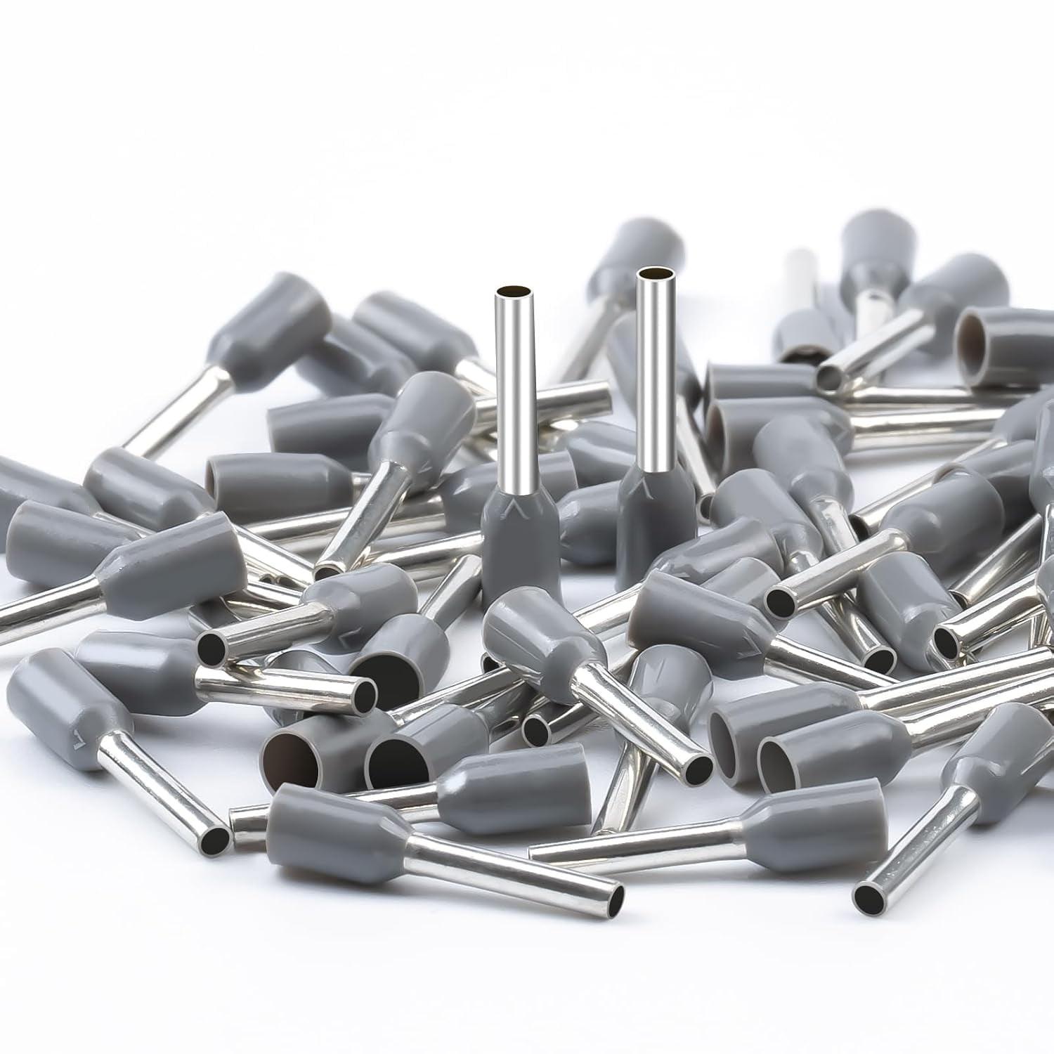 1000 pcs certified wire lug connector 20 AWG - standard - crimp copper wire lug terminal cable electrical connector nylon insulated pin cable terminal 20, gray