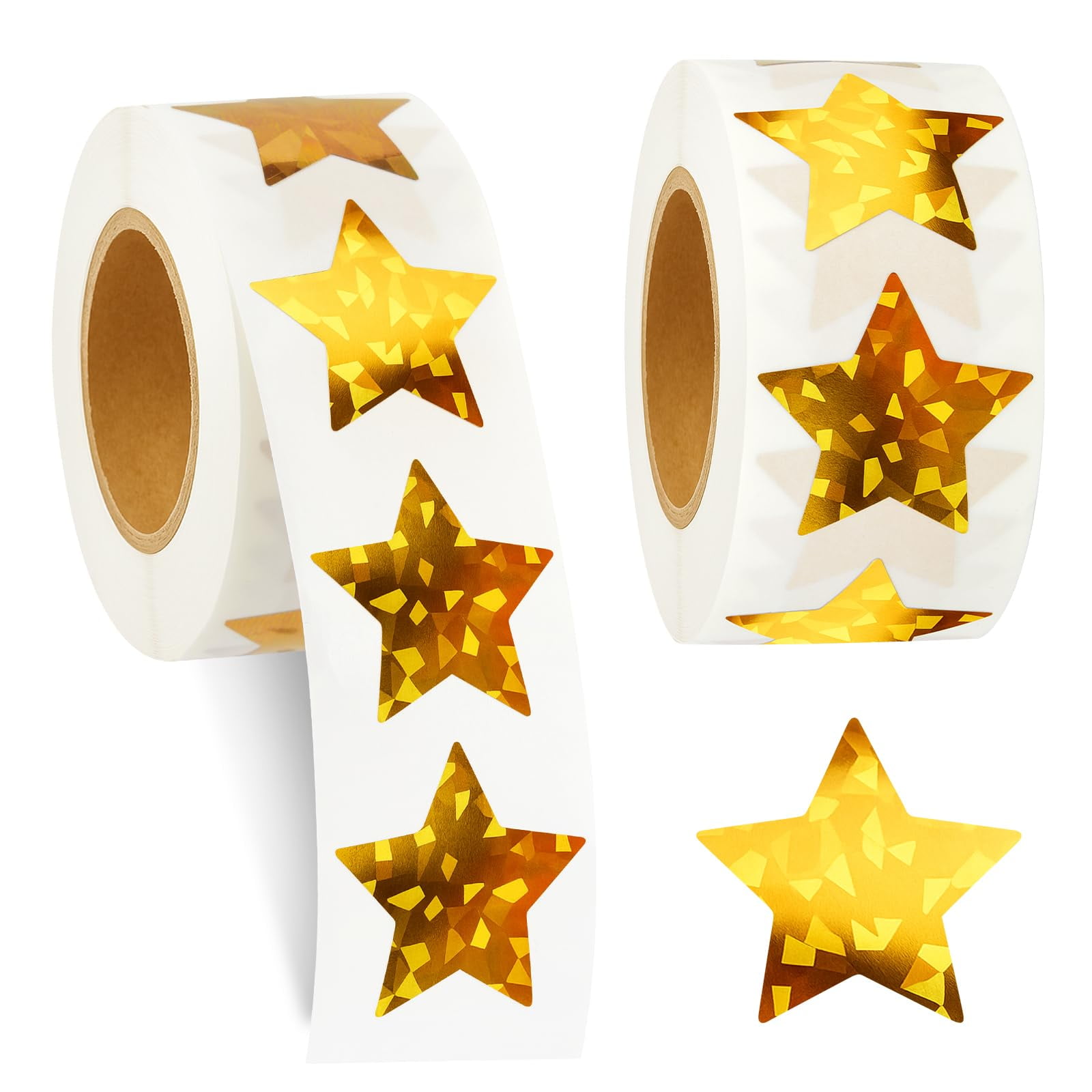 1000 pcs gold star stickers for reward, 1 inch holographic foil stars ...