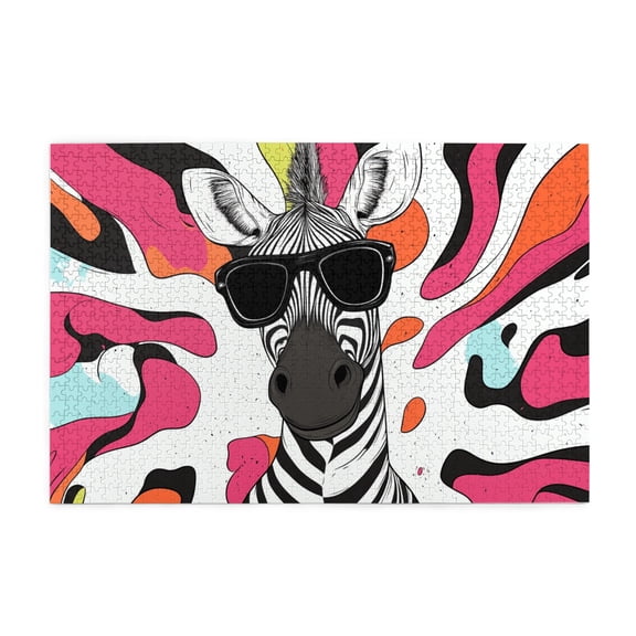 1000 pcs jigsaw puzzle 1000 pieces Modern Art Cool Zebra,Challenging Brain Exercise,Stunningly Vibrant Colors,Enchanting Cool Zebra Charm Wooden Puzzle 1000 Piece,Creative Activity Hobbies for Adults