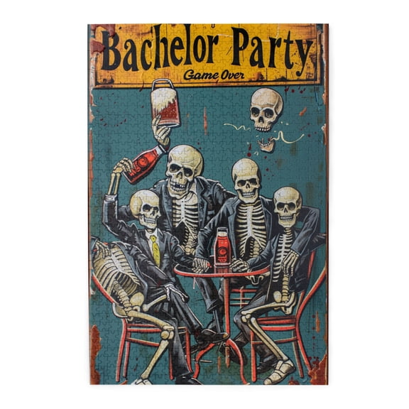 1000 pcs 1000 piece puzzle for adults Drinking Skeleton Man,Challenging Brain Exercise,Funny Drinking Skeleton Man Modern Art Wooden Puzzles,Impossible Hard Difficult Challenging Puzzles for Adults