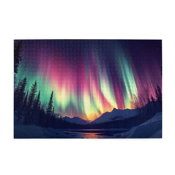 1000 pcs snowfield Aurora puzzles for adults 1000 pieces,High difficulty puzzle,Stunningly Vibrant Colors,Charm snowfield Aurora Wooden puzzle,Impossible Hard Difficult Challenging Puzzles for Adults