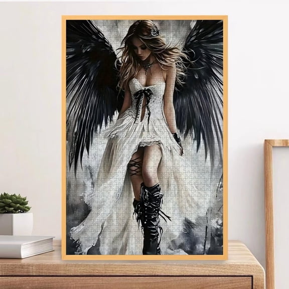 1000-piece Gothic Angel Puzzle, High-Quality Durable Cardboard, Large Adult Puzzle 27.56x 19.69inch , Perfect for Family Entertainment and Holiday Gifts, Essential Art Collection